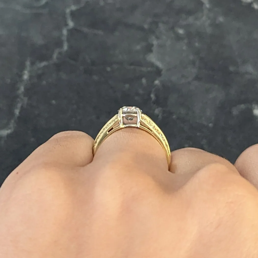 1.50 CTW Old European Cut Diamond 18 Karat Two-Tone Gold Unisex Channel Engagement Ring