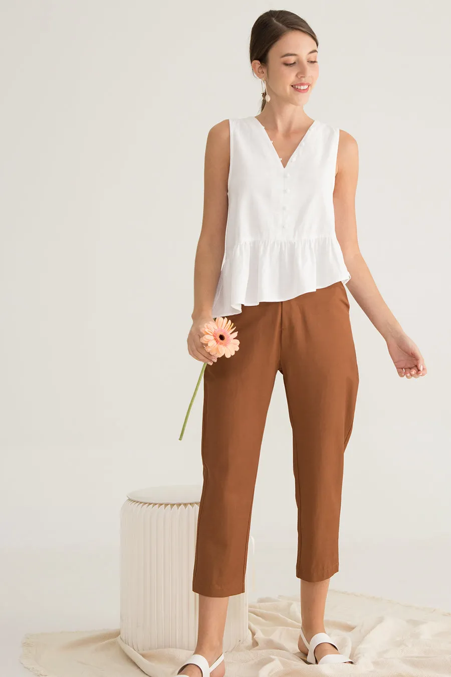 Cath Asymmetrical Buttoned Down Top