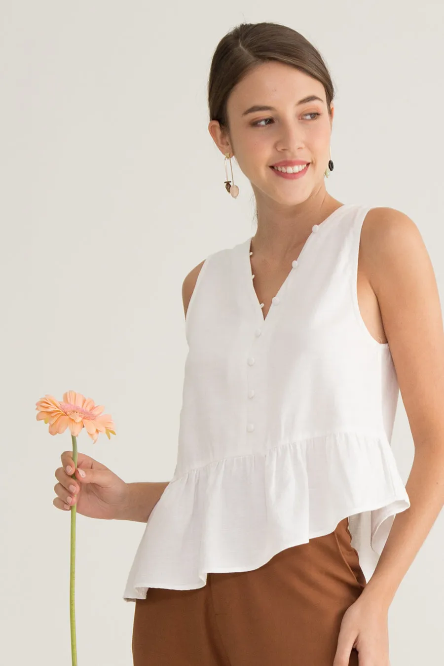 Cath Asymmetrical Buttoned Down Top