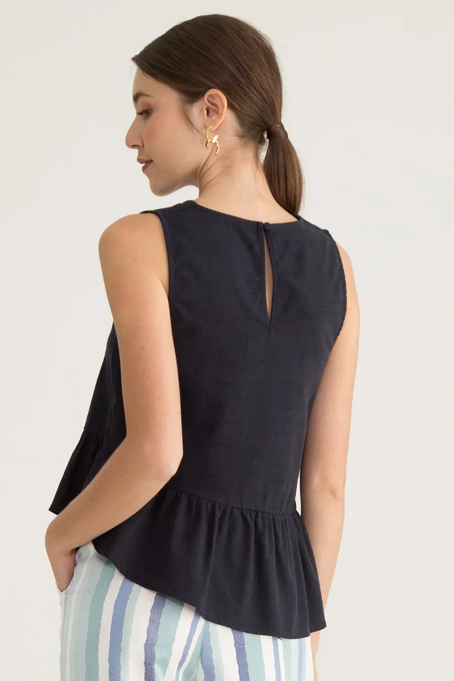 Cath Asymmetrical Buttoned Down Top