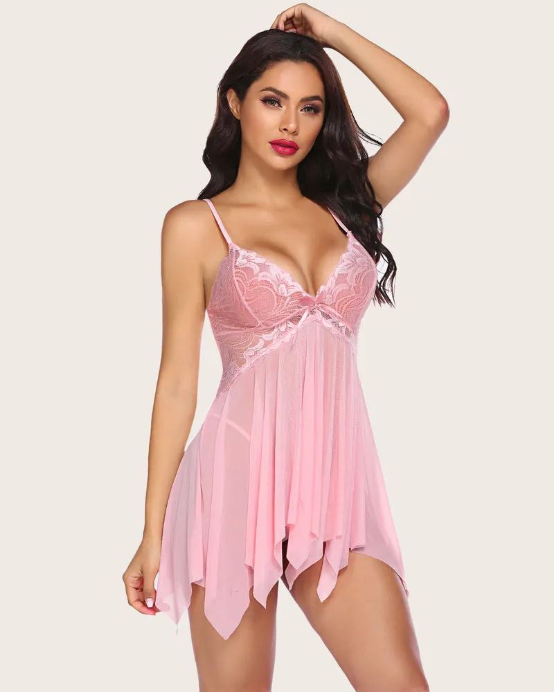 Lace Babydoll Sleepwear Outfits Plus Size Langeray