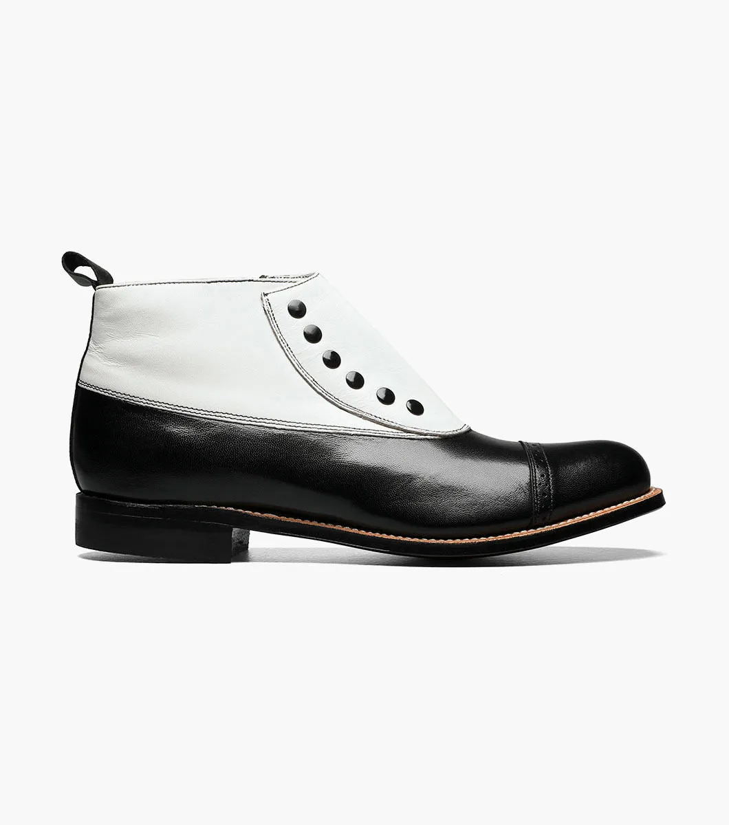Madison Spectator Spat Cap Toe Boot-Black/White | STACY ADAMS