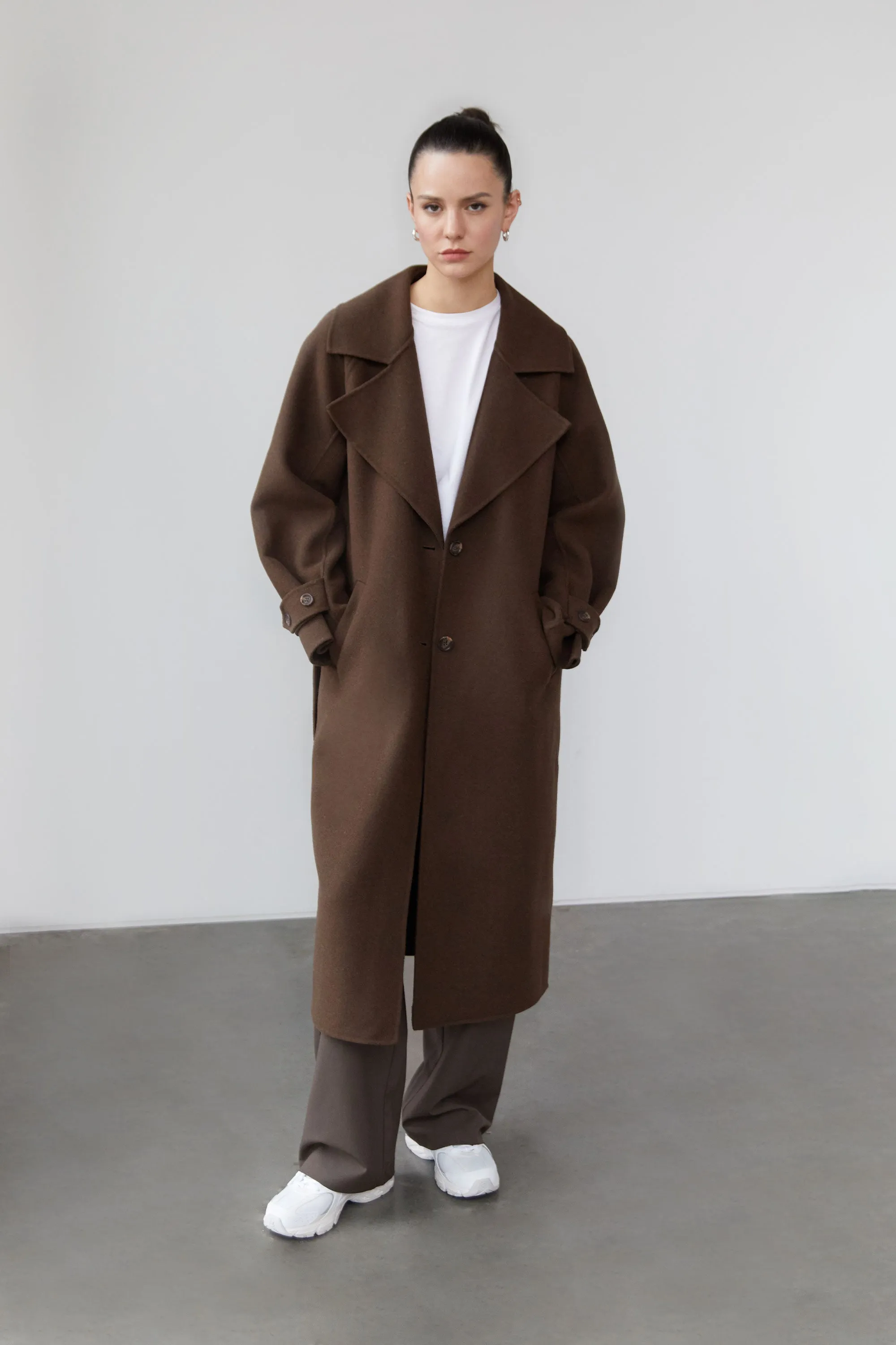 OVERSIZED BELTED WOOL BLEND COAT