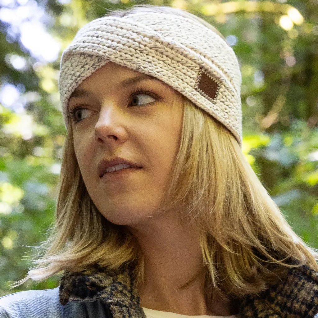 White Speckled Criss-Cross Knit Headband